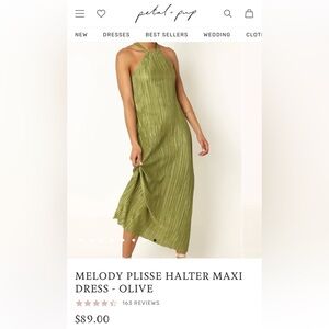 Melody Plisse Halter Maxi Dress